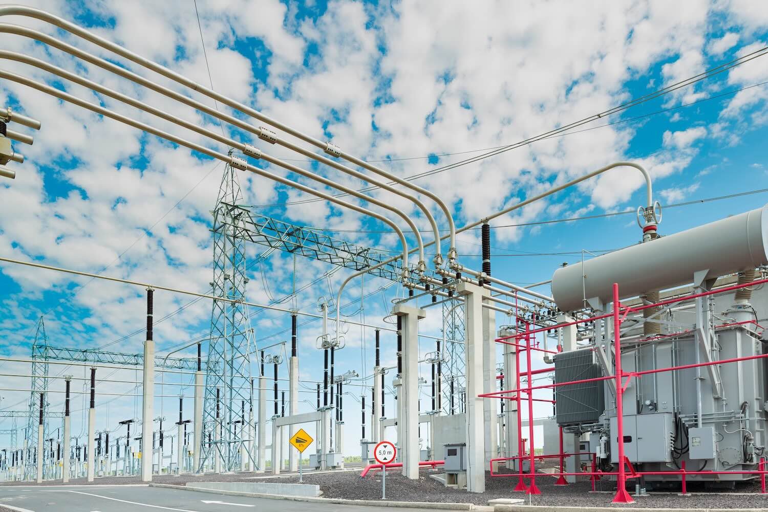 High-voltage electrical substation serving industrial infrastructure